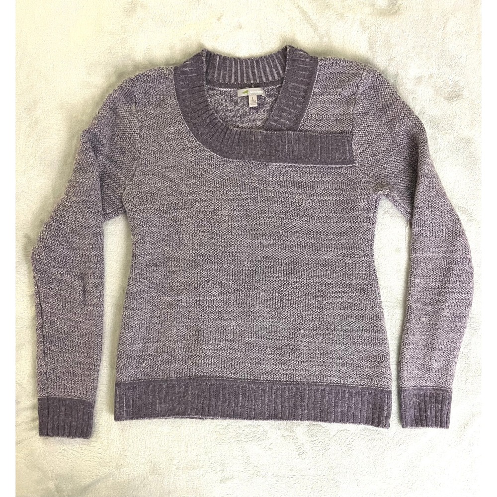 Horny Toad Womens L Merino Wool Asymmetrical Neck Sweater Soft Cozy Cabincore
